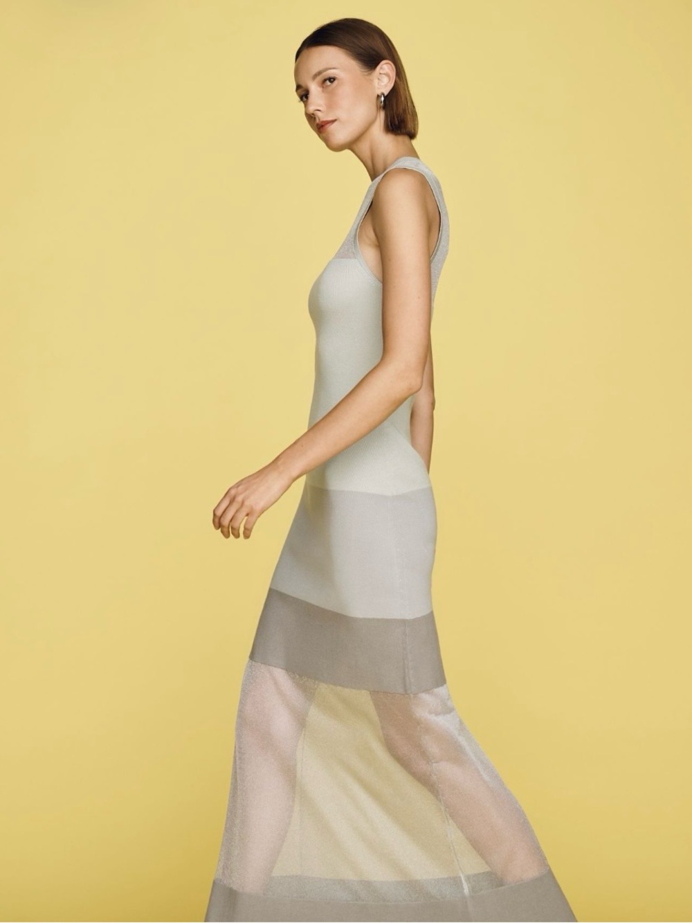Anthropologie Maeve Grey Maxi Dress with Mesh Panels. Size XL NWT